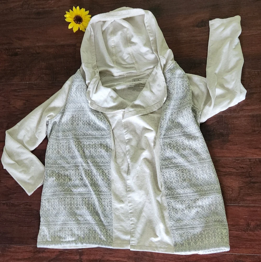 L.L. Bean Gray Hoodie Open Cardigan ☔️🩵 - Picture 6 of 10